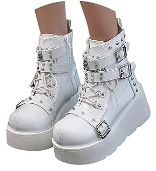 tinetill Stivali Donna Stivali con Plateau Punk Gotico Zeppe Stivali Alti Al Ginocchio Stivali con Zeppa Goth Stivali Invernali Stivali da Cavaliere con Cerniera Stivali con Tacco Grosso
