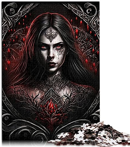 Puzzle für Erwachsene, Dark Vampire Woman, 1000-teiliges Puzzle für Erwachsene, für Erwachsene und Kinder, Papppuzzle, Heimdekoration, Puzzlegröße: 26 x 38 cm