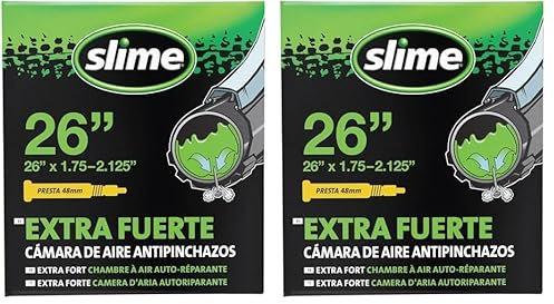 Slime 30060 Cámara Interior de Bicicleta con Sellante de Pinchazos Slime, Sellado Autónomo, Prevenir y Reparar, Válvula Presta, 47/57-559 mm (26 x1,75-2,125) (Paquete de 2)