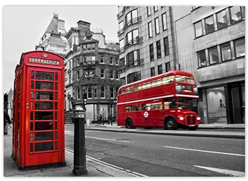 Wandtattoo Dekor Foto Aufkleber 118,90x84,10cm London Bus rote Telefonzelle Nr. H857M_NS1A0
