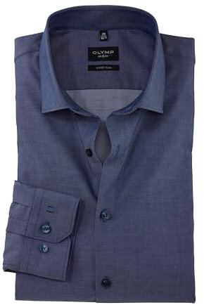 OLYMP Herren Oberhemd Langarm No. Six,Einfarbig,super Slim,Modern Kent,Marine 18,41