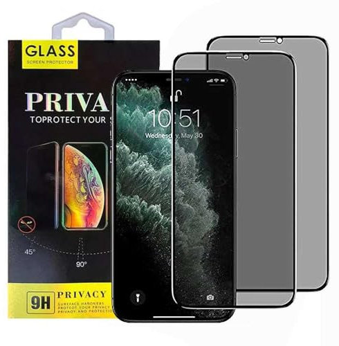 Tahamus 2 Pack Privacy Screen Protector, Full Coverage Anti-Spy Tempered Glass Film Compatible with iPhone 11 Pro Max/XS Max