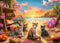 500 Pieces Jigsaw Puzzles for Adults - Difficult Puzzles for Adults Challenging - Cats Coastal Sunset