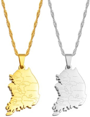 Halsketten Mit Stadtnamen-Anhänger Der Republik Korea, Mädchen, Südkorea-Schmuck, Karten, Koreanischer Klassischer Hip-Hop-Schmuck Für Damen Und Herren, Trend-Party-Modeschmuck, Gelb, 60 Cm Oder