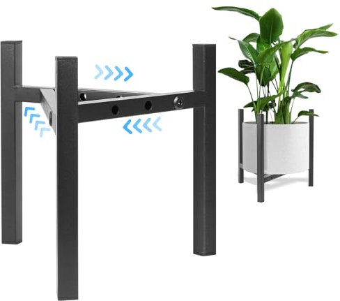 Airpark Plant Stand Indoor Adjustable, Metal Modern Plant Stands, Heavy Duty Stable Plant Pot Flower Holder Indoor Outdoor Corner, Fit 8 9 10 11 12 inch Pots, Black (Pot & Plant Not Included)