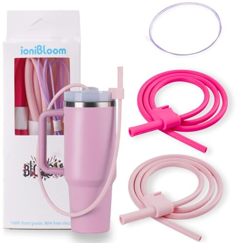 Extendable Long Straws for Stanley Cup, 2 Pack 35 Reusable Silicone Straws- CPC Certified, Fits 40 oz Tumbler And Large Water Bottle, Soft & Flexible Straw Accessories Gift Idea