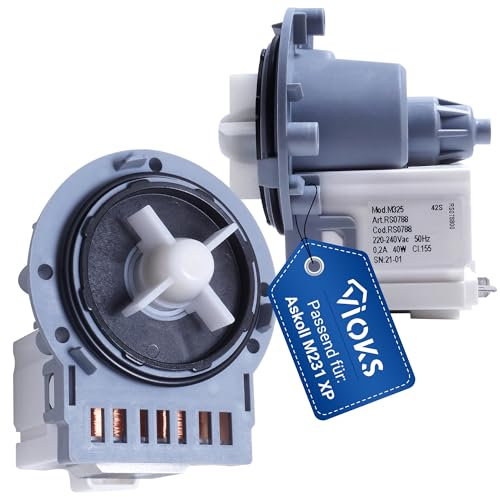 VIOKS AEG Whirlpool Zanussi - Set di 2 pompe di scarico da 40 W di ricambio per pompa di scarico Askoll M231 XP 290735 290875 AEG Elеctrolux 53188943574 con fissaggio a vite, staffa – AEG Whirlpool