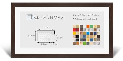 RahmenMax Morena Bilderrahmen Posterrahmen 30x60 cm Eiche Dunkel Wenge Mooreiche Dekor 60x30 cm mit weisser Rückwand und Antireflex Acrylglas