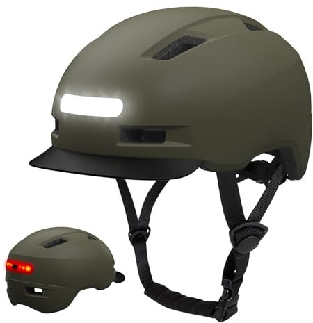 KINGLEAD Casco de bicicleta, 5 modos de luz, recargable por USB, casco de bicicleta con luz delantera y trasera para hombre y mujer, casco de bicicleta ligero para adultos para scooter, bicicleta