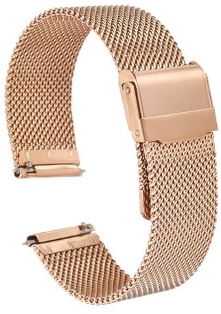 QUARKZMAN Bracelet de Montre en Maille 18mm en Acier inoxydable 316L Dégagement Rapide Réglable Bracelet de Montre en Métal pour Hommes et Femmes, Or Rose