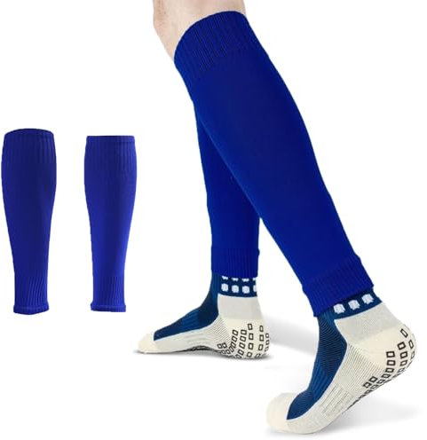 UPINWENUP 1 Pair Football Sock Football Sock Sleeves for Men Black Soccer Shin Guards Sleeves Football Sleeve Socks for Football Games Beginner (BLUE)