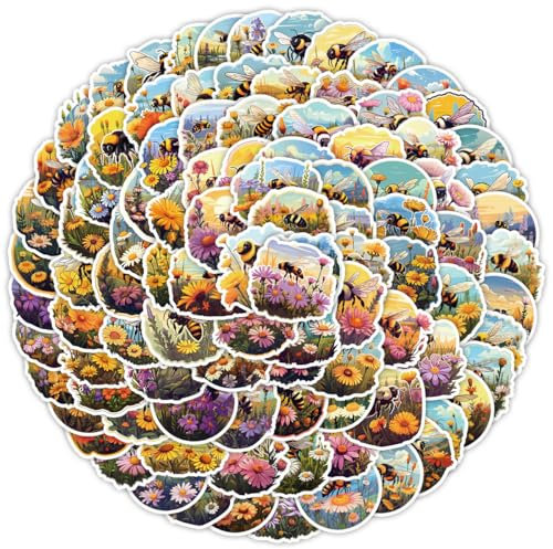 100Stück Kleine Bienen Aufkleber für Stoßstange,Motorrad,Koffer,Gepäck,Kühlschrank,Laptop, Fahrrad,Niedliche Tier Wasserdicht Aufkleber,Erwachsene,Kinder Geschenk,Bienen Vinyl Graffiti Sticker