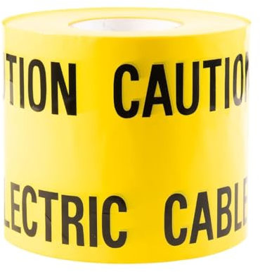 GTSE Black and Yellow Caution Electric Tape - 150mm x 365m, 1 Roll Warning Tape for Underground Cables