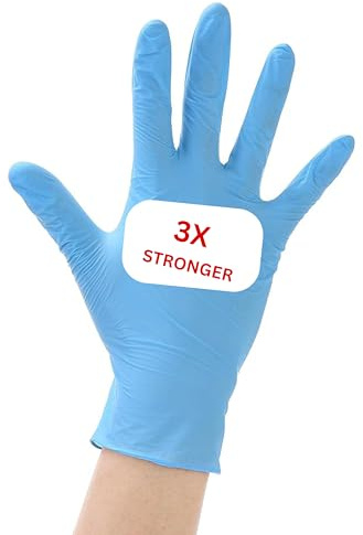Extra Large –300 Gloves (3 Boxes) Disposable Blue Nitrile Powder Free Gloves for Examination, Medical, Food, Hair, Beauty, Cleaning, Industrial, Multipurpose Use, Latex Free