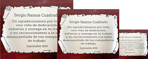 Placa conmemorativa personalizada grabada con láser (Mediana)