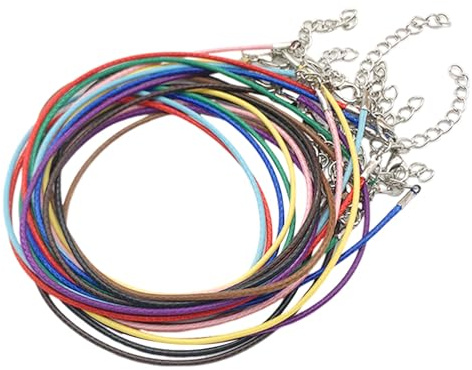 20 corde colorate per collana con chiusura a aragosta, filo cerato, accessori per gioielli fai da te (colori casuali)