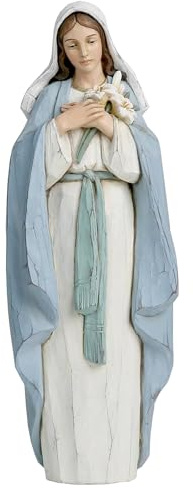 ShineOnAngel Maria mit Lilie, gesegnete Jungfrau-Statue, religiöses Geschenk, Heimdekoration