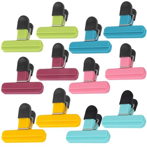 12 Pcs Food Clips, Bag Clips for Food Storage, Freezer Bag Clips, Bag Clips, Food Bag Clips, Kitchen Storage Clip Seal Clips, Reusable Food Seal Clips, for Snacks Coffee Vegetables Fruit Home Kitchen