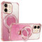 YUEQIAN Funda Glitter para Vivo Y28 4G, Ultradelgado Transparente Brillante Anillo Soporte Antigolpes Carcasa, Suave TPU Silicona Brillo Mujeres Cubierta. Rosa