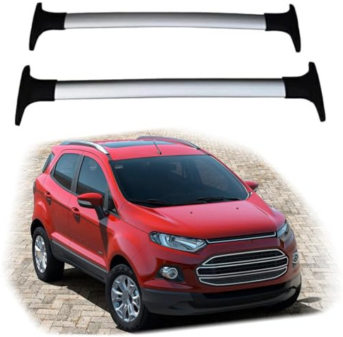 AMGASMG 2Stück Auto Dachträger für Ford Ecosport 2013-2020 – Dachgepäckträger aus Aluminium für Fahrradträger Dachboxen Skihalter - Tragkraft 90 kg - Abschließbar Gepäckträger,Silver