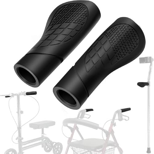 2 Stück Rollator Handgriff Ersatz, Universal Rollatoren Handgriffe Anti-Rutsch Krücken Griffpolster Rollator Zubehör zum Knie Gehhilfe für Erwachsene Senioren (2,54CM, Rechts und Links)