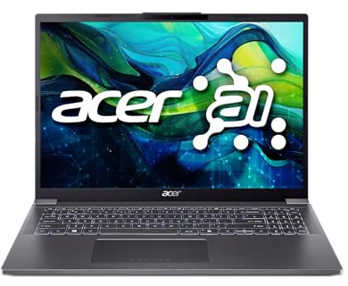 Acer Aspire 16 AI Ready Laptop | Pantalla IPS WUXGA 1920 x 1200 de 16 pulgadas | Procesador Intel Core Ultra 7 155U | Gráficos Intel | LPDDR5X de 32 GB | SSD Gen4 de 1 TB | Wi-Fi 6E | Windows 11 Home