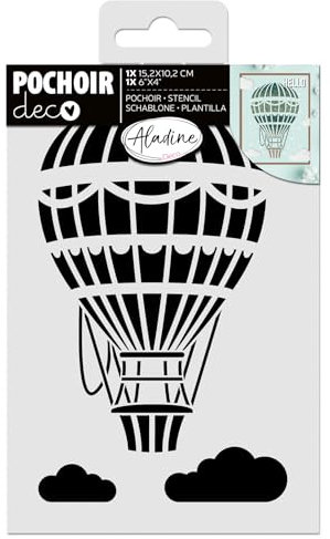 Aladine - Heißluftballon-Schablone 15 x 10 cm – Schablone für Dekoration aller Oberflächen – Schablone aus Filz, Malerei, Airbrush Zeichnen – 81269