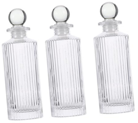 EXAOMBLE 3pezzi Bottiglie Ricaricabili Per Aromi Trasparente Diffusore Decorativo Per Casa e Viaggi Per Oli Essenziali e Profumi Coperchio