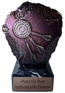 eberin – Metall-Pokal Dart WM Trophäe – 14cm auf Marmor – Gravur möglich – Ideal für Darts Events und Dartspieler*innen