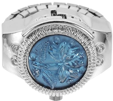BESPORTBLE Elegante Blaue Fingerringuhr aus Zinklegierung mit Klarem Zifferblatt und Komfortablem Tragegefühl Kreative Kleiner Uhr für Freizeit und Alltag