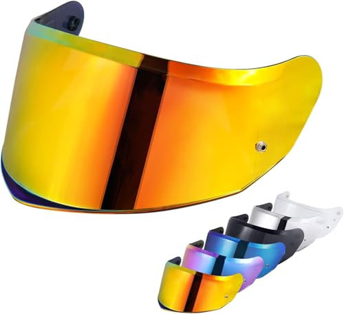 Helmvisier für FF808/Stream II, Motorradhelm Visier,UV Schutz Helmvisier,Motorrad Windschutz Helm Objektiv Visier.Motorradhelm Visier Ersatz (Chrom Rot)