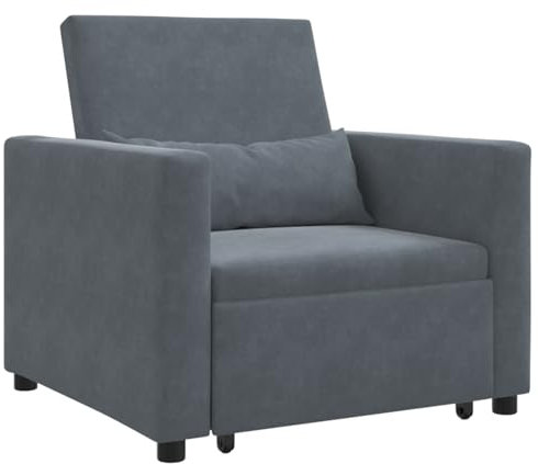 vidaXL Utdragbar soffbed enkel med hjul Mörkgrå Sammet