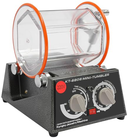 HarBin-Star - Poliermaschine für Schmuck, 60W Poliertrommel Kugelmühle, Rotary Jewelry Tumbler Polierer, 0-60 Minuten Timer, 500-3000RPM
