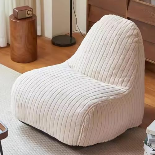 KBZSlyn Bean Bag Chairs(No Filler) Soft Faux Bunny Fur Bean Bag Cover Comfy Bean Bag Chair Shell Beanbag Rfor Adults Kids Gaming for Living Room for Bedroom and Lounge(White)