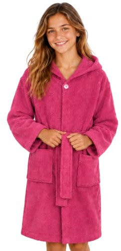 Morgenstern Bademantel Kinder Frottee Baumwolle Junge Mädchen Kapuze Jimmy | Weich, saugfähig, atmungsaktiv - Auf Schadstoffe geprüft - Standard 100 by OEKO-TEX
