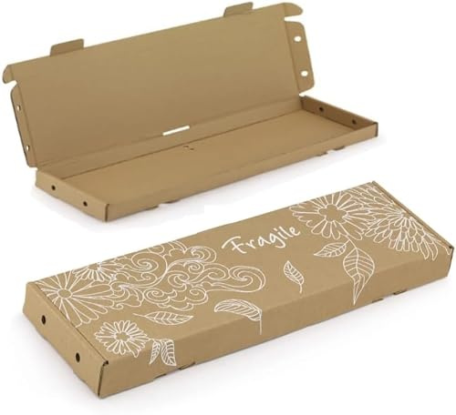 Letterbox Flowers Empty Flower Gift Box Holder Long Kraft Brown Postal Shipping Box, Side Air Vents for Fresh Flower Delivery (1)