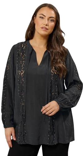 EVANS Curve Cutwork Tie Neck Woven Blouse - Women's - Plus Size Curve