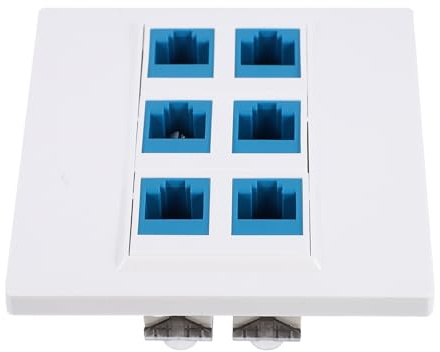 OATIPHO Cat6 Ethernet Wall Plate 6-Port Network Cable Port Panel White 86 Type RJ45 Female-Female Network Line Port Panel for Gigabit LAN Connection