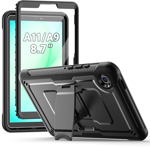 SEYMAC Cover per Samsung Galaxy Tab A11/A9-8,7 Pollici 2025/2023, Nero | Custodia Antiurto con Supporto Integrato e Pellicola Protettiva, Protezione Totale per Lavoro, Outdoor e uso quotidiano