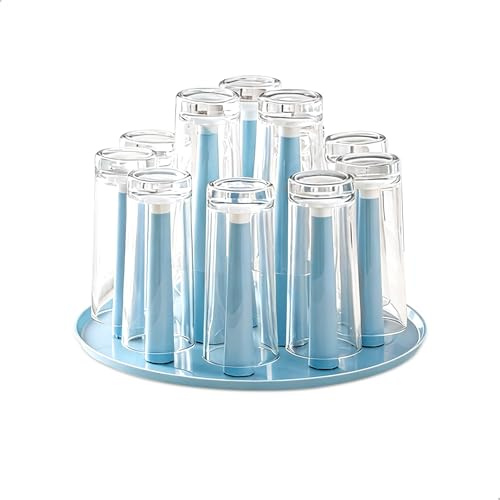 xtemtoamz Escurridor Biberones,Escurridor Invertido con Bandeja Recogegotas,Portavasos Invertido con Bandeja Recolectora, para 12 Vasos & Tazas, Organizador de Cocina