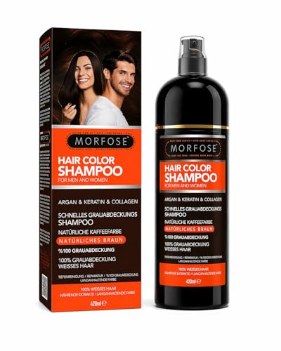 Morfose Speedy Haarfärbe Shampoo 420ml – Color Shampoo gegen graue Haare – Dauerhafte Haarfarbe für Männer & Frauen – Pflegend, natürlich glänzend & einfach anzuwenden (Braun)