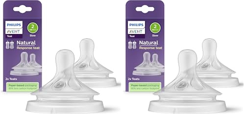 Philips Avent Natural Response Bottle Teat - 2 x Baby Bottle Flow 2 Teats for Newborn Babies, 0+ Months, BPA Free (Model SCY962/02) (Pack of 2)