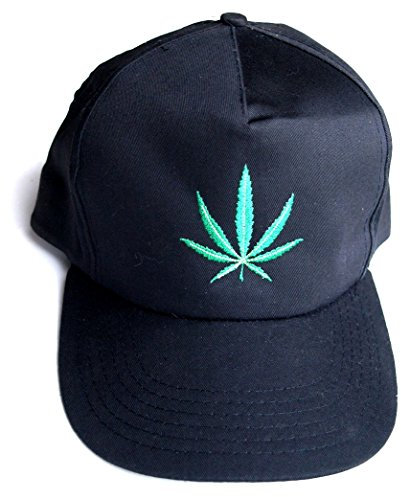 GANJA WEAR Basecap Hanfblatt Baseballcap schwarz Baumwolle Bestickt verstellbar bis Größe 58 Cannabis Hanf