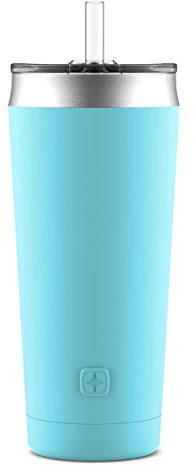 Ello Beacon Vacuum Insulated Stainless Steel Tumbler with Optional Straw, 24 oz, Blue Sky