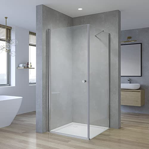AQUABATOS® 100x90 cm Duschkabine Eckeinstieg Duschwand Glas Eckdusche Duschabtrennung Drehtür Pendeltür 100cm | Seitenwand 90cm, Höhe 195cm, 6mm Sicherheitsglas ESG mit Nano Beschichtung