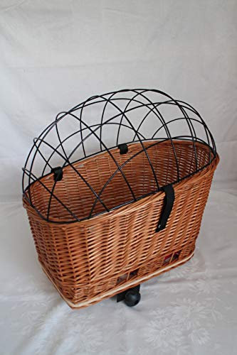 Marcus Panier de vélo pour chien XXL en osier avec grille en métal et coussin Panier à provisions