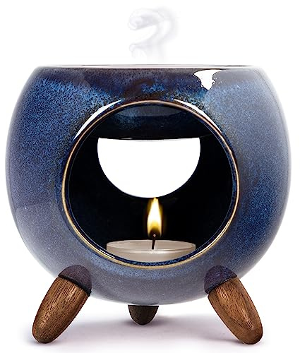 Kaloogo Sabai Scent Duftlampe Keramik für ätherische Öle – Elegantes Duftlicht – wackelfreies Design – perfekte Wärmeabgabe – hochwertige Duftlampe Teelicht – für Duftwachs und Duftöl (ozeanblau)