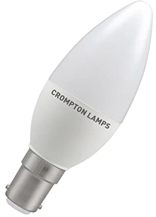 Crompton Lamps LED Candle 5W SBC-B15d Dimmable (40W Equivalent) 2700K Warm White Opal 470lm SBC Small Bayonet B15 Frosted Light Bulb