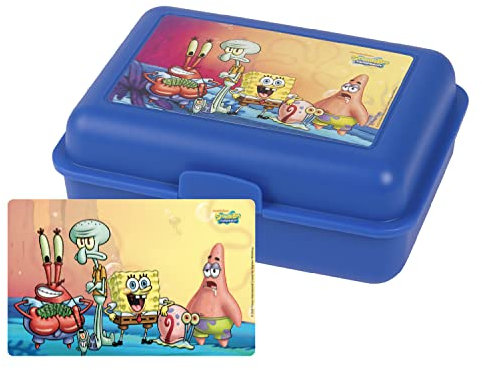 United Labels Spongebob Schwammkopf Brotdose - Alle Freunde Lunchbox Butterbrotdose mit Trennwand Blau