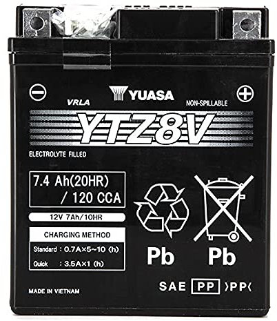 Batteria moto Yuasa YTZ8-V - Senza manutenzione - 12 V 7 Ah - Dimensioni: 113 x 70 x 130 mm compatibile con YAMAHA X-MAX 300 2016-
